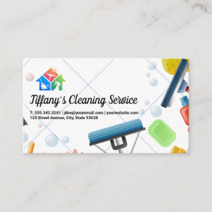 House Cleaning Services Tools Equipment Business Card