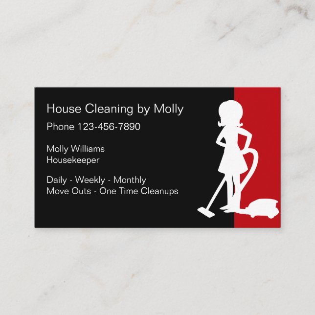 House Cleaning Simple Design Business Card (Front)