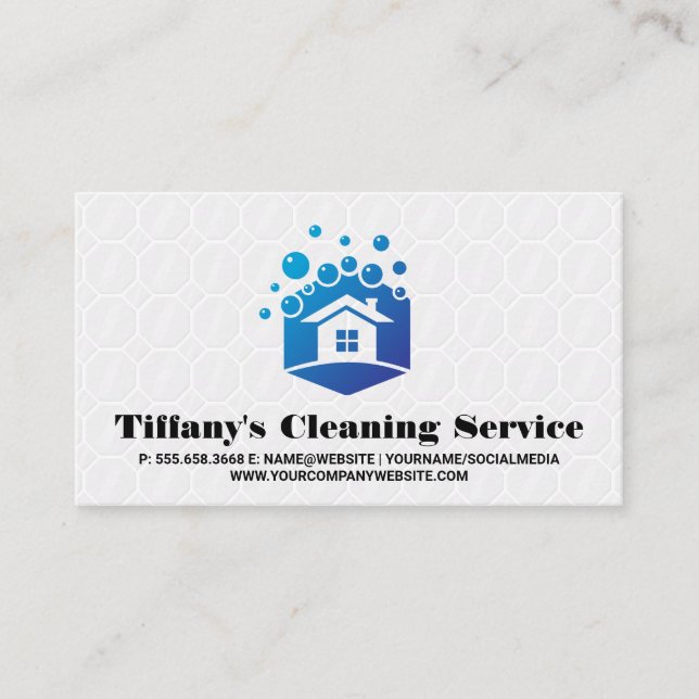 House Cleaning Soap Bubbles Icon | Floor Tiling Business Card (Front)