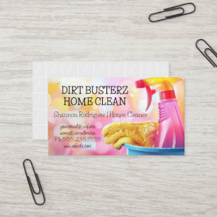House Cleaning Spray Bottle and Rag Business Card