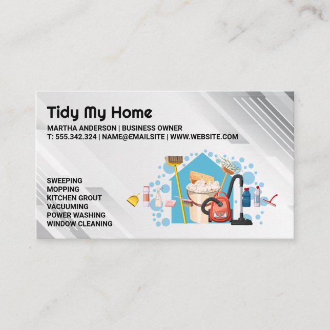 House Cleaning Supplies | Maid Services Business Card (Front)