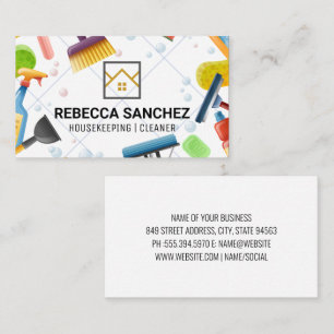 House Cleaning Tools   Bubbles Tile   Maid Business Card
