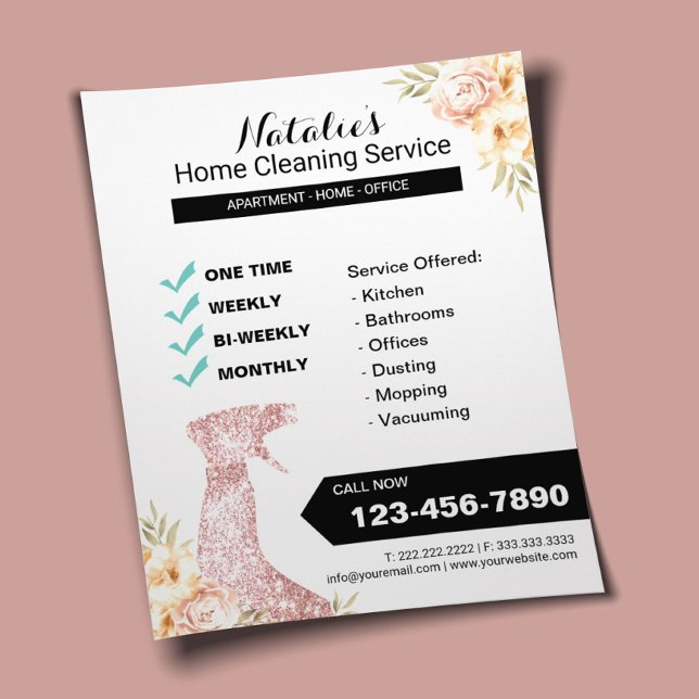 House Cleaning Vintage Floral Housekeeping Flyer (Creator Uploaded)