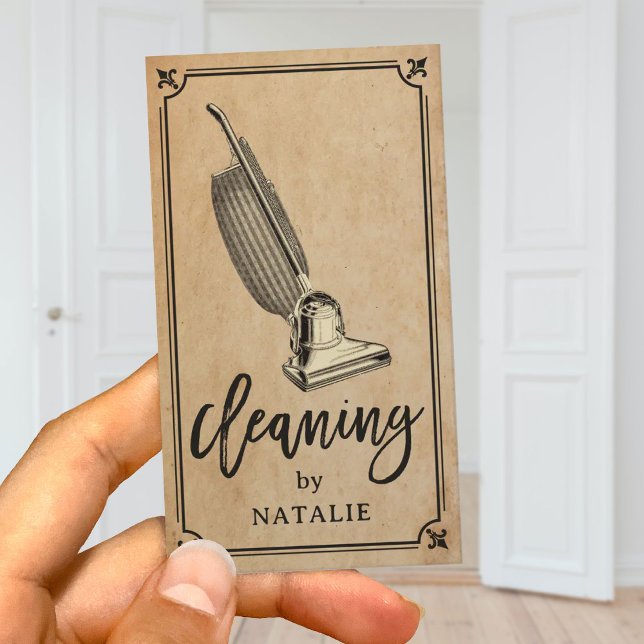 House Cleaning Vintage Vacuum Cleaner Retro Business Card (Creator Uploaded)