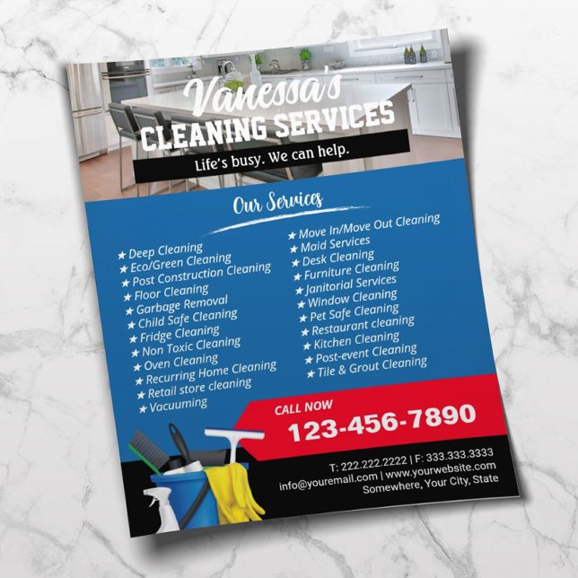 House Cleaning Window Cleaning Maid Service Blue Flyer (Creator Uploaded)