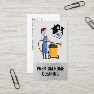 House Cleaning Worker   Vacuum Broom Business Card