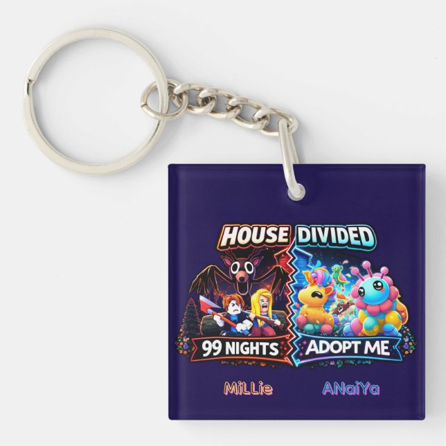 House Divided 99 Nights vs Adopt Me Neon Horror  Key Ring (Front)