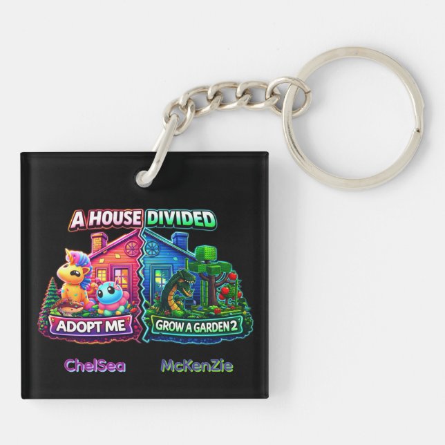 House Divided Adopt Me vs Grow A Garden 2 Key Ring (Back)