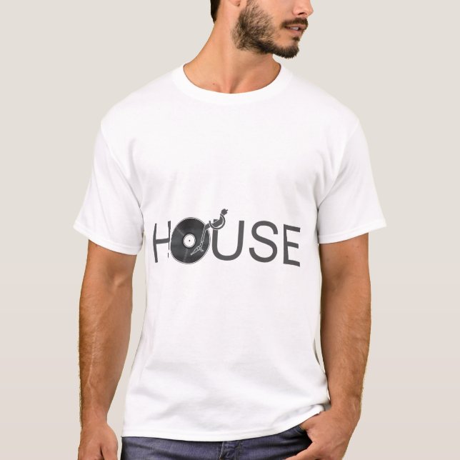 House DJ Turntable - Music Disc Jockey Vinyl T-Shirt (Front)