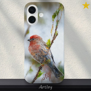 House Finch Bird Painting Custom Name  iPhone 16 Case