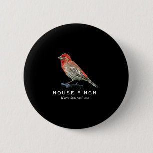 House finch birdwatching graphic red songbird 6 cm round badge