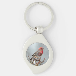 House Finch in Snow - Original Photograph Key Ring