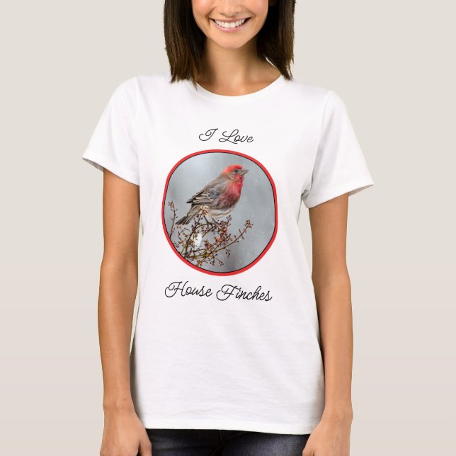 House Finch in Snow - Original Photograph T-Shirt (Front)
