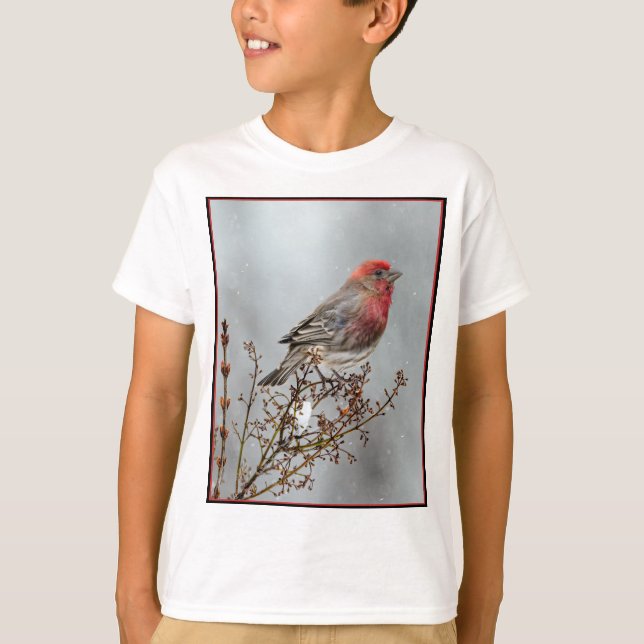 House Finch in Snow - Original Photograph T-Shirt (Front)