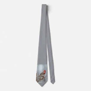 House Finch in Snow - Original Photograph Tie