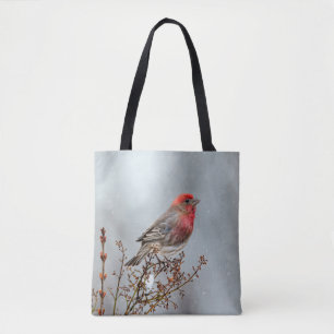 House Finch in Snow - Original Photograph Tote Bag