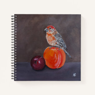 House Finch’s Midday Rest Painting by Alfred Fox Notebook