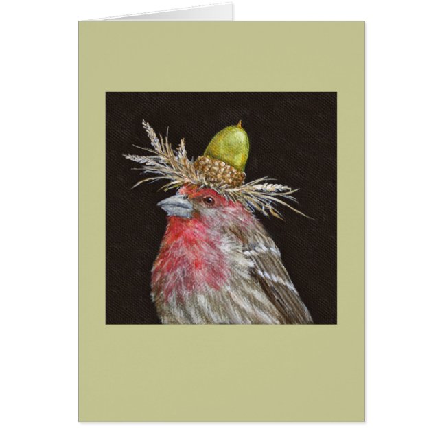 house finch with acorn card (Front)