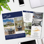 House For Sale Real Estate Listing Navy Blue Photo Flyer<br><div class="desc">Showcase your listing on this chic two sided real estate flyer with a navy blue accent. Send out these classy flyers to potential homebuying clients in your realty area. Customise with your real estate company name and contact details on the back. Draw new customers in by showing these Just Listed...</div>