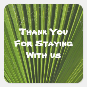 House Guest Thank You Green Palm Leaf Appreciation Square Sticker