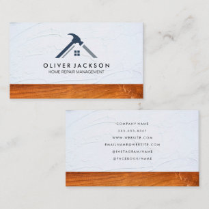 House Hammer Logo   Stucco Wood Business Card