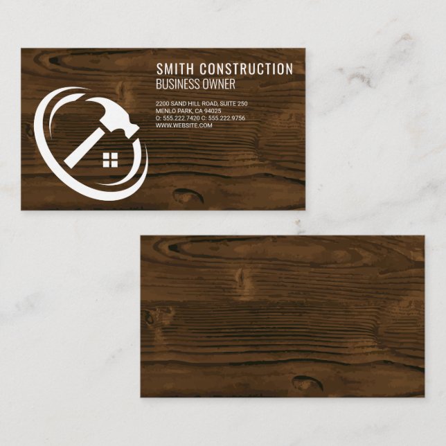 House Hammer Logo | Wood Background Business Card (Front/Back)