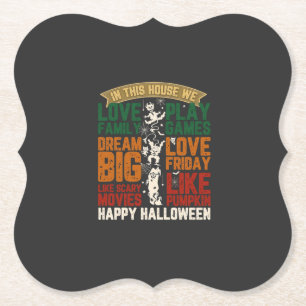 House Happy Halloween Monsters Spiderwebs Paper Coaster