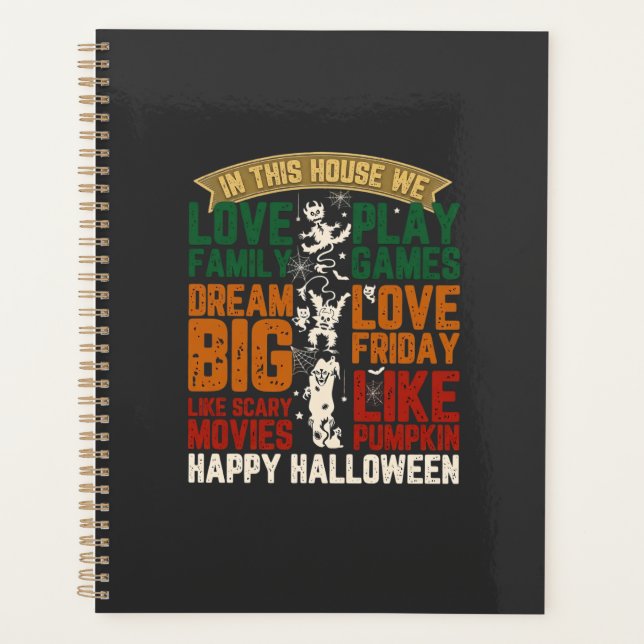House Happy Halloween Monsters Spiderwebs Planner (Front)