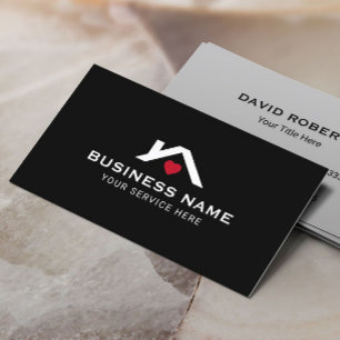 House Heart Logo Construction Real Estate Realtor Business Card