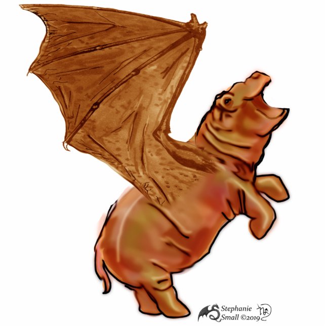 House Hippo Hippopotamus Bat Dragon Monster Beast Standing Photo Sculpture (Front)