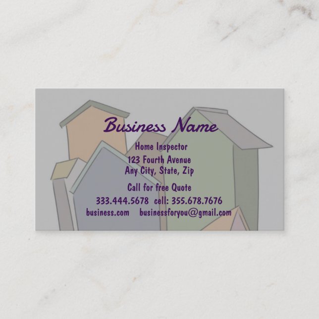 House Home Inspections Inspector  Business Card (Front)