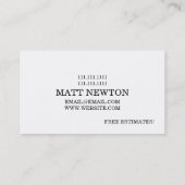 House Home Remodeling Renovation Construction Business Card (Back)