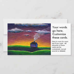 House home sunrise new year peaceful landscape art