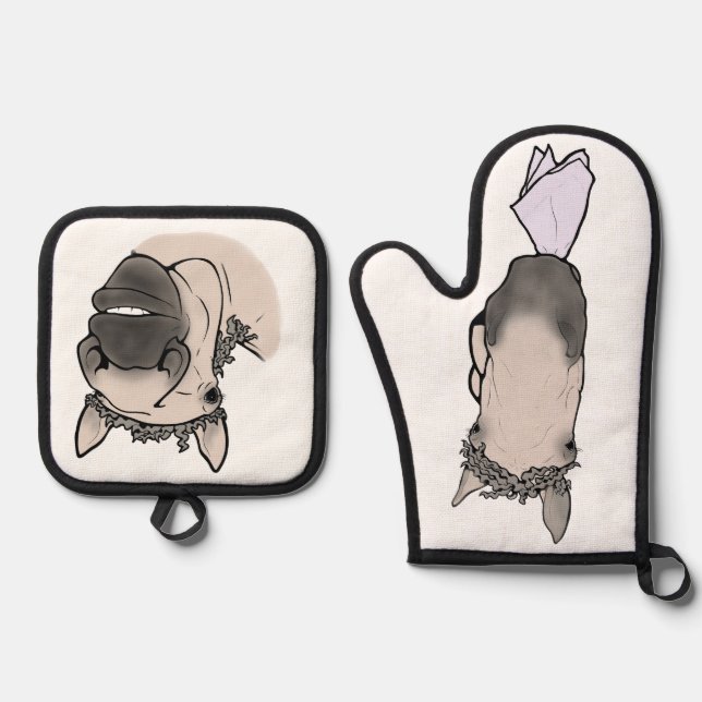 House Horse Kitchen Assistants Oven Mitt & Pot Holder Set (Front)