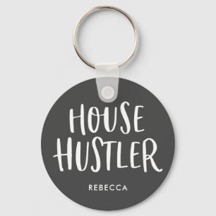 House Hustler Real Estate Personalised Agent Grey Key Ring