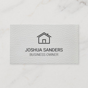 House Icon   White Leather Business Card