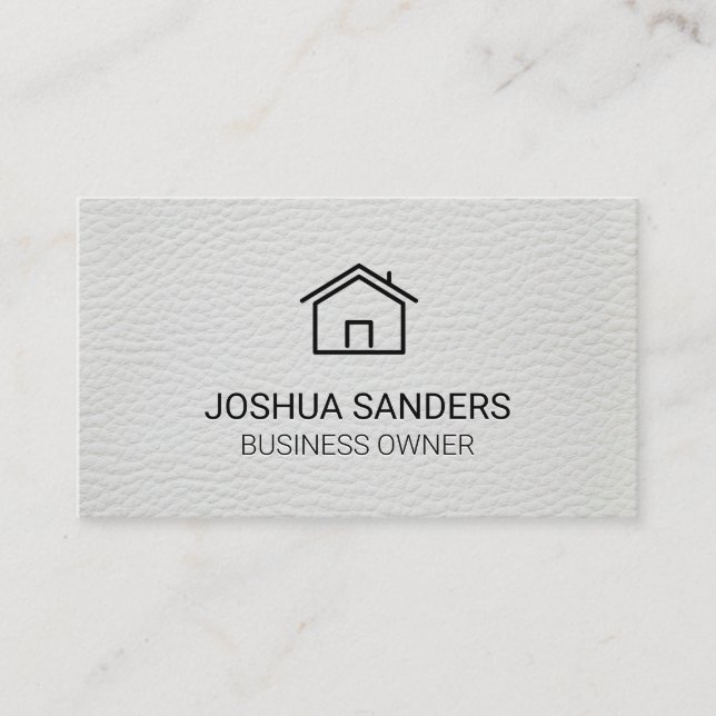 House Icon | White Leather Business Card (Front)