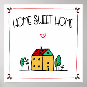 House Illustration Home Sweet Home Poster
