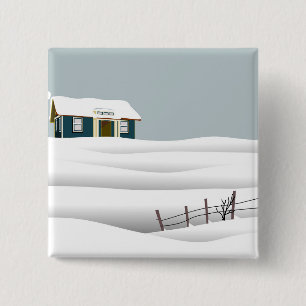 House in a Snowy Landscape 15 Cm Square Badge