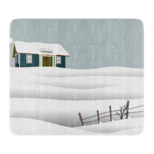 House in a Snowy Landscape Cutting Board