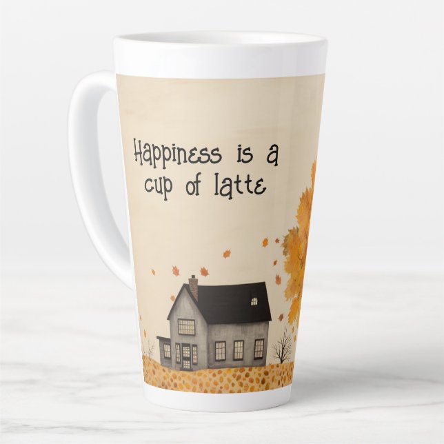 House in Autumn Happiness Latte Latte Mug (Left Angle)