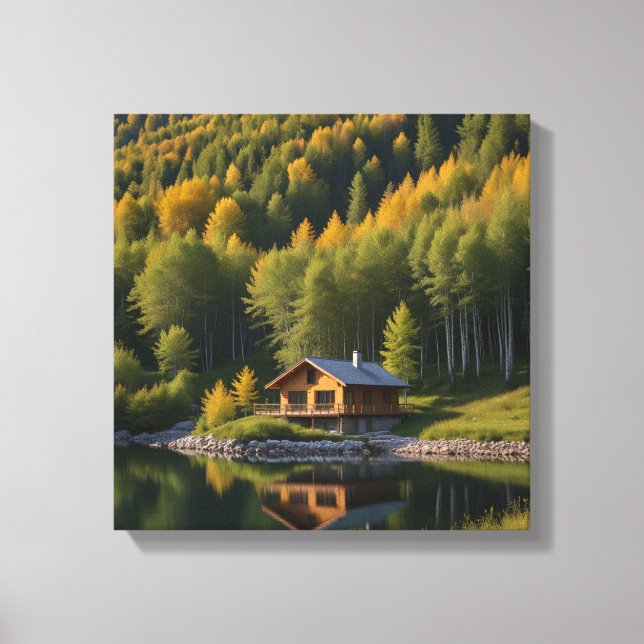 House in the Birch Forest Canvas Print (Front)