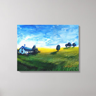 House in the Countryside Triptych Canvas Print