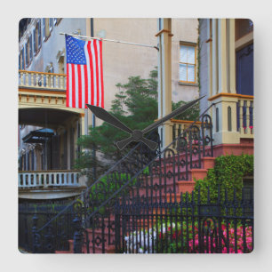 House in the Historic District in the spring Square Wall Clock