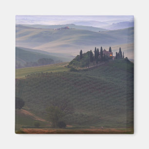 House in Tuscany in the morning fog magnet