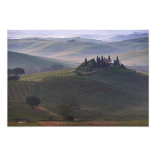 House in Tuscany in the morning fog print