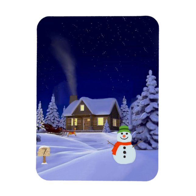 House in Winter Jigsaw Puzzle Magnet (Vertical)