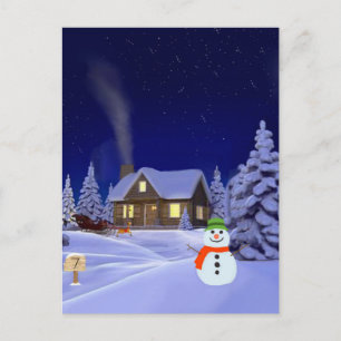 House in Winter Jigsaw Puzzle Postcard