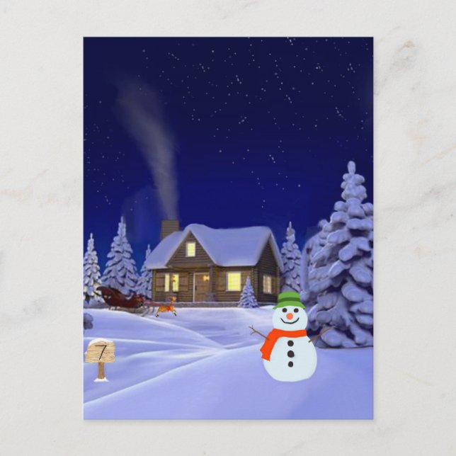 House in Winter Jigsaw Puzzle Postcard (Front)