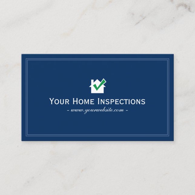 House Inspection Plain Navy Blue Business Card (Front)